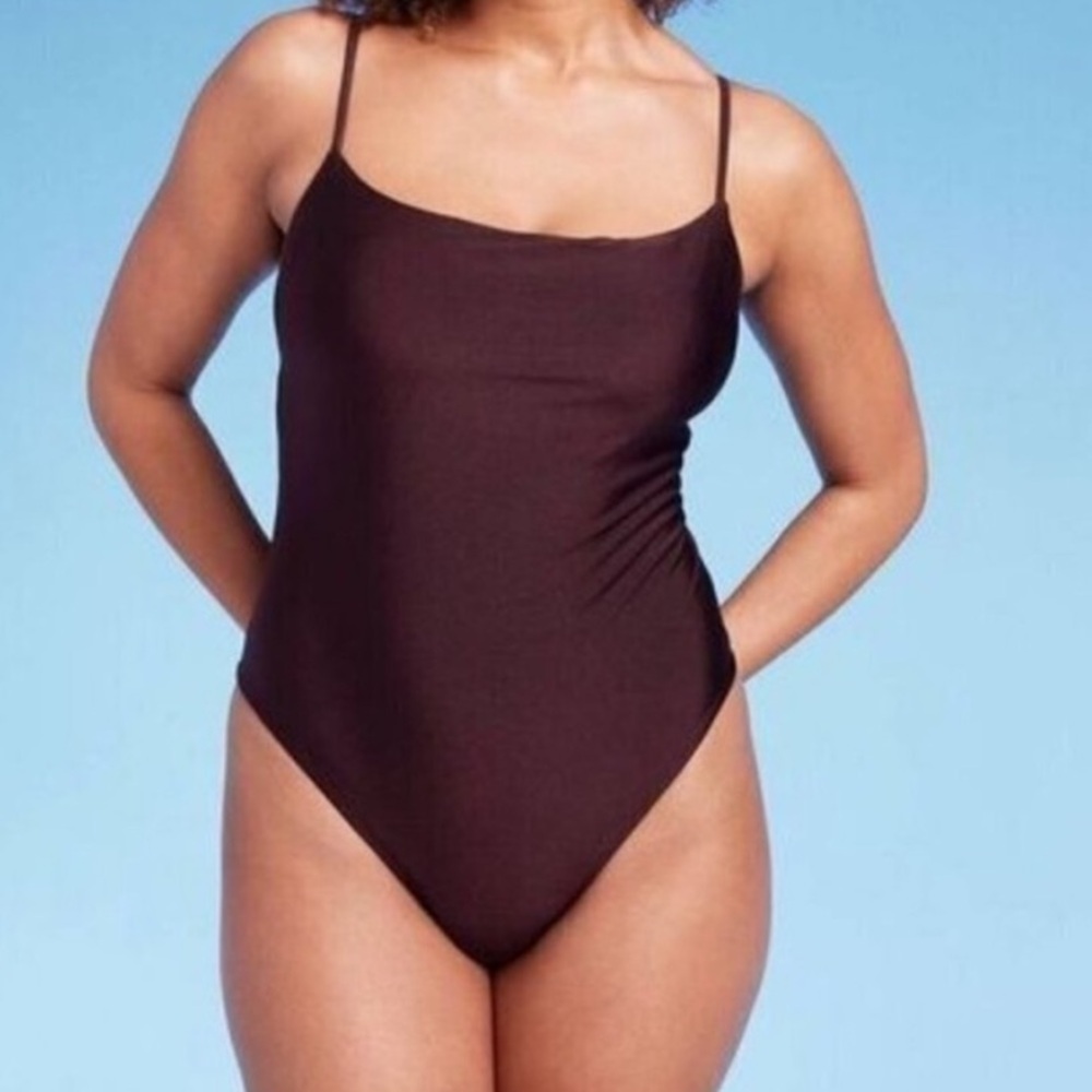 Shade & Shore Women's High Leg Cheeky One Piece
Swimsuit Brown Size 20 New